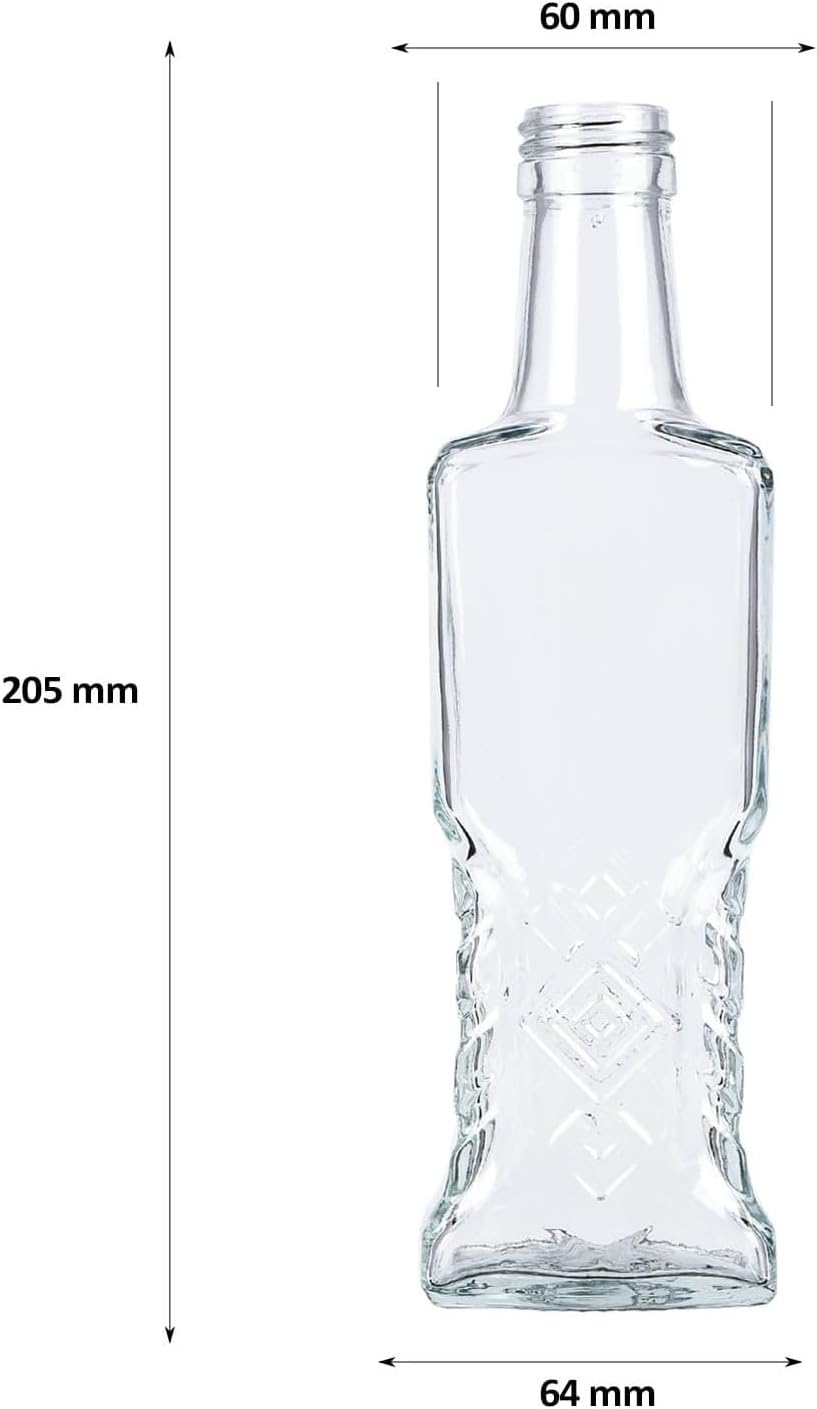 6 Leere Glasflaschen 200 ml zum Befüllen für Likör und Öl