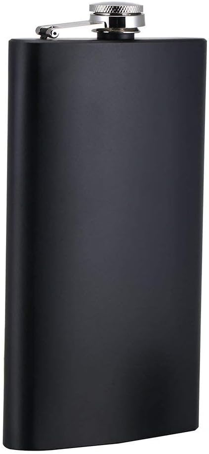 Edelstahl-Flachmann 12oz in Schwarz mit Trichter - praktisches Geschenk für Männer