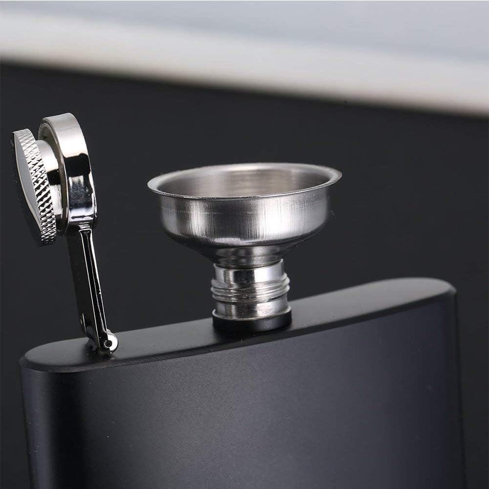 Edelstahl-Flachmann 12oz in Schwarz mit Trichter - praktisches Geschenk für Männer