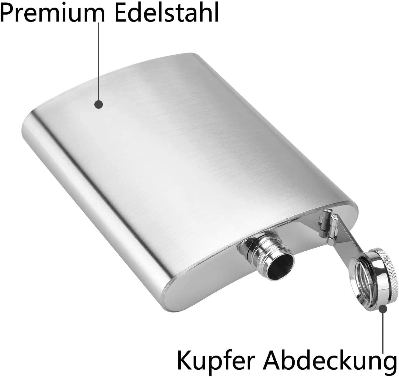 Edelstahl-Flachmann 8oz mit Trichter – 304 Edelstahl für Alkohol