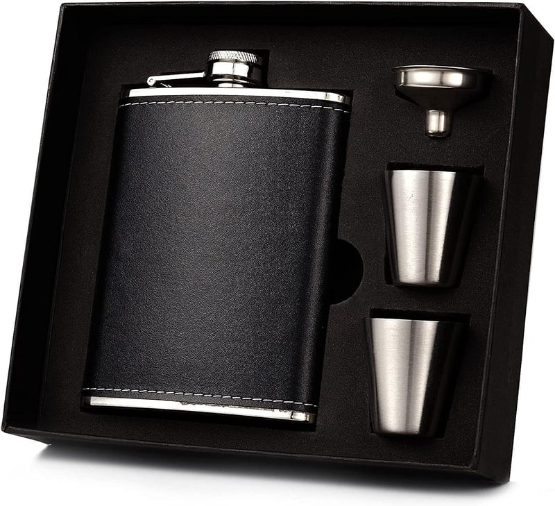 Flachmann-Set mit 2 Schnapsgläsern und Trichter, 8oz, ideal für Whisky und Parties