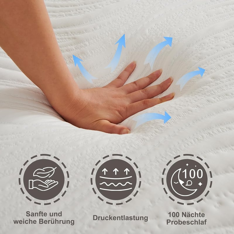 Orthopädische 7-Zonen Kaltschaummatratze 90x200 cm, Härtegrad H3