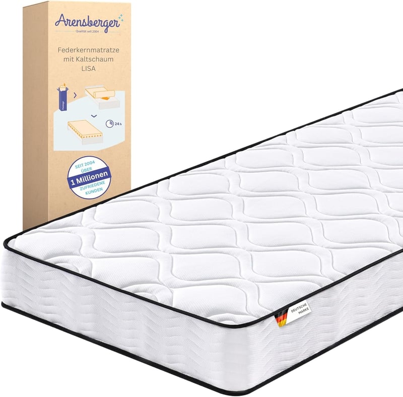 Arensberger Federkernmatratze 90x200 cm mit Kaltschaum und 7 Zonen