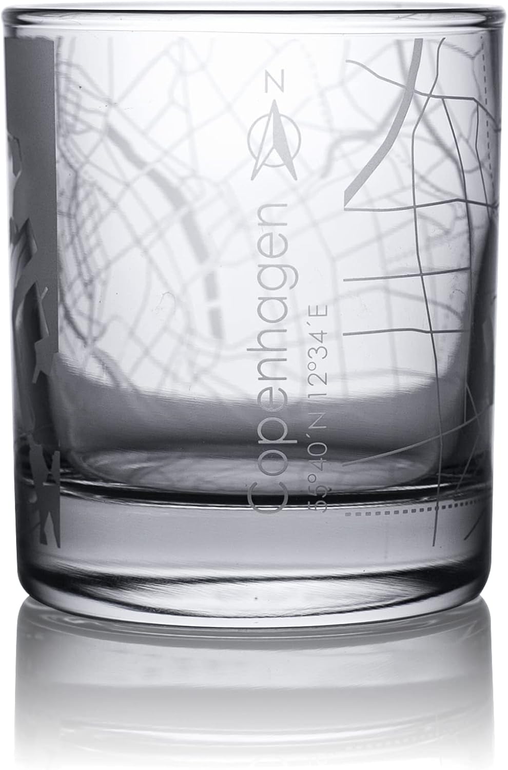 Copenhagen City Map Whiskeyglas, 297 ml, ideales Geschenk für Männer