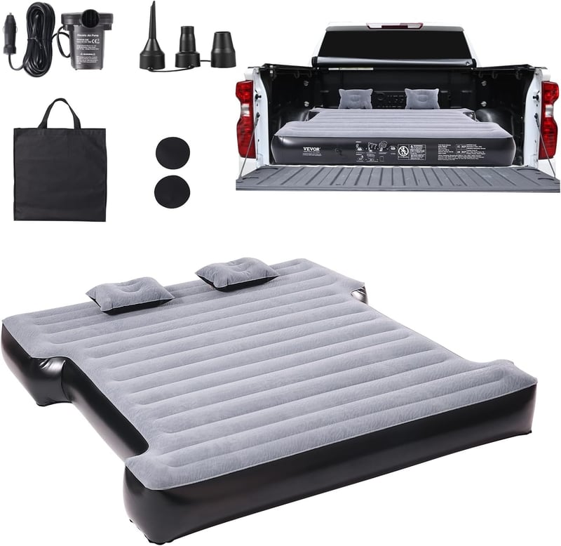 Aufblasbare LKW-Luftmatratze für Camping mit 12-V-Pumpe und Kissen