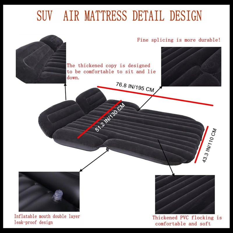 Icelus Aufblasbare Auto Matratze für SUV mit Luftpumpe, 195x130x15 cm