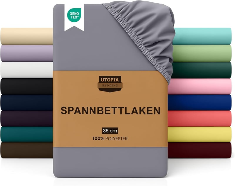 Spannbettlaken 90x200cm aus grauer Mikrofaser mit 35 cm Tiefe