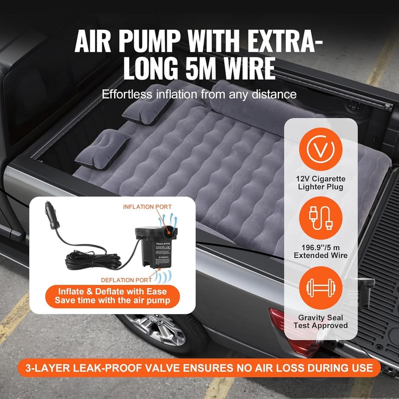 Aufblasbare LKW Luftmatratze für Camping mit 12-V-Pumpe und Kissen