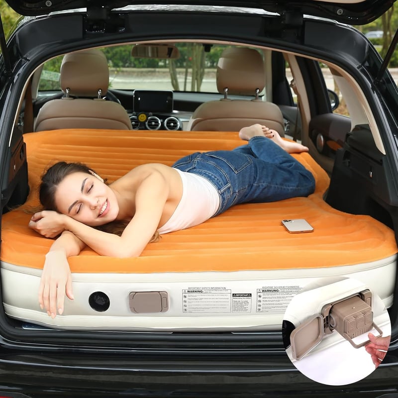 Tragbare Auto-Luftmatratze mit Pumpe und Kissen – ideal fürs Camping