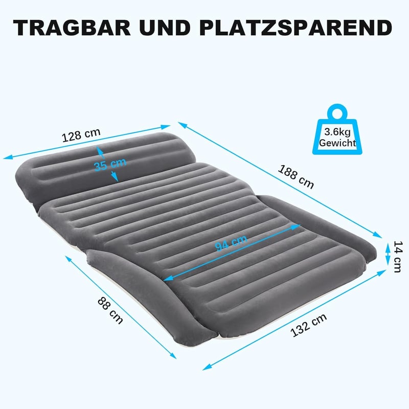 Aufblasbare SUV-Luftmatratze für Camping mit Kissen und Pumpe