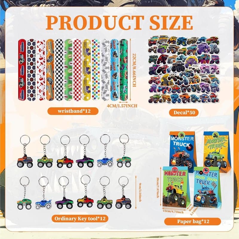 Monster Truck Geburtstag Mitgebsel Set – 86 Teile für Kinder
