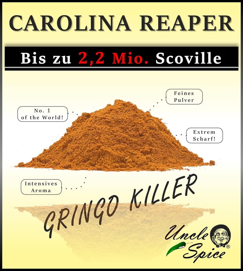 UNCLE SPICE® Carolina Reaper Chilipulver - 50g, 1,5 Mio Scoville, extrem scharf