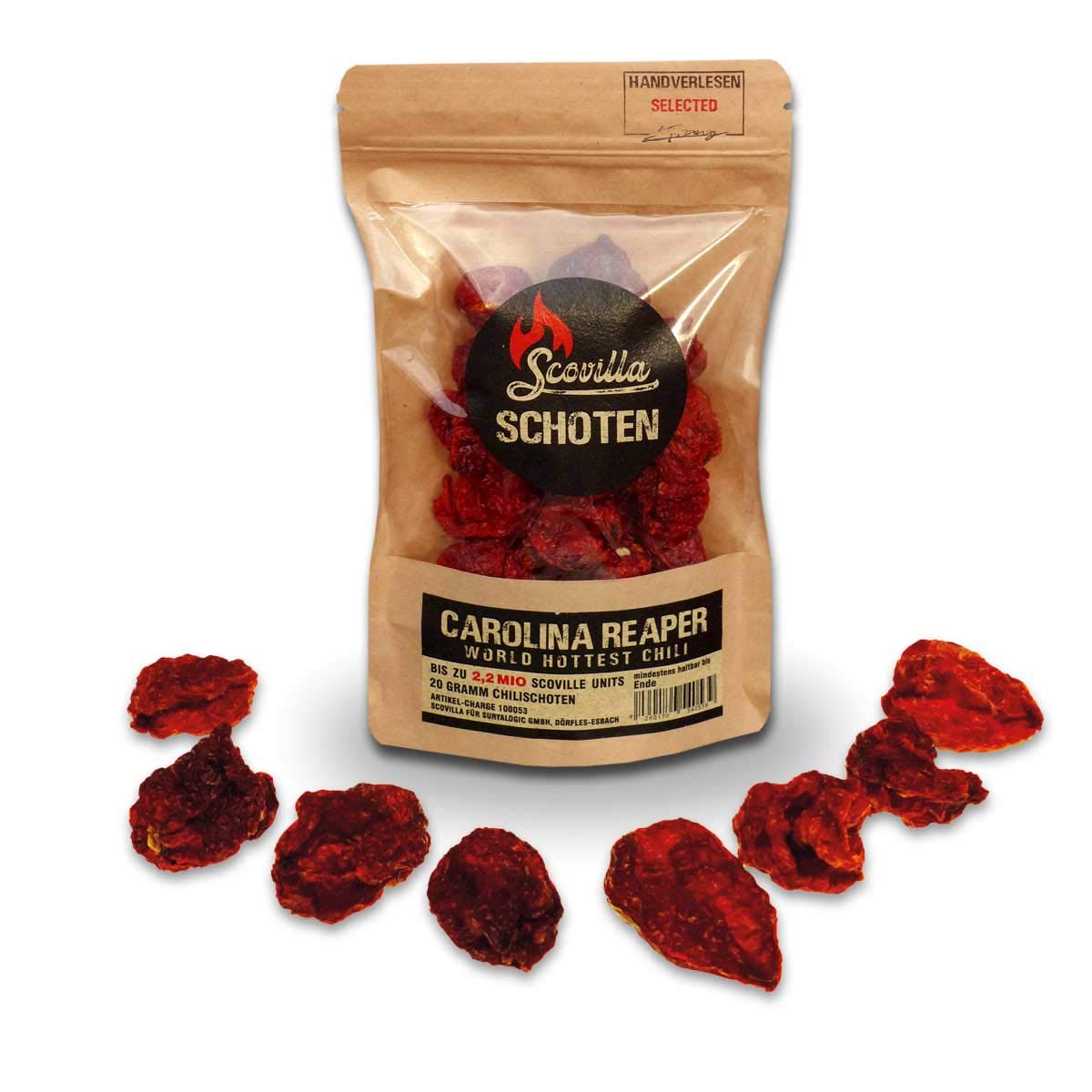 Scovillas getrocknete Carolina Reaper Schoten, 20g