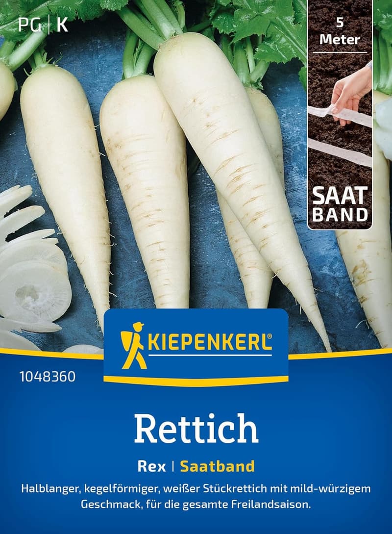 Rettichsamen Rex für Frühanbau - Mild-würzig, 5 lfd. Meter