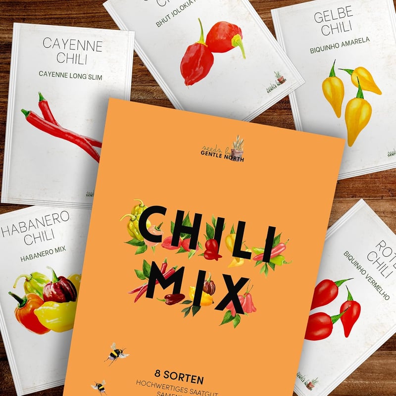 Buntes Chili Samen Set (8 Sorten) für Garten und Balkon