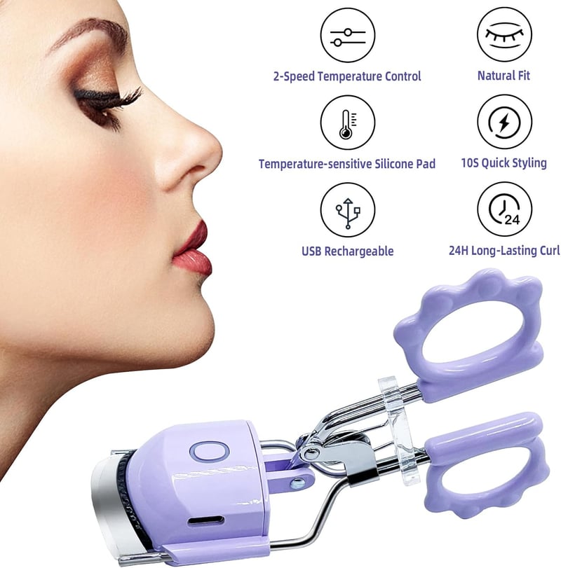 Beheizte Wimpernzange für Frauen, wiederaufladbar, 2 Heizmodi, schnelles Aufheizen