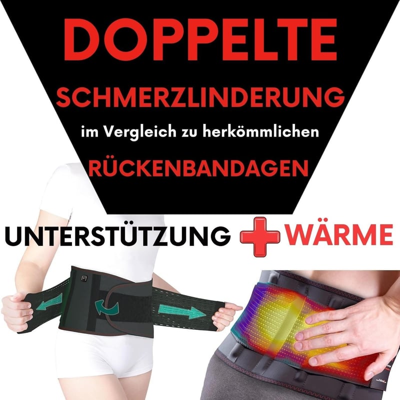 Beheizter Rückenstützgürtel RAY-D8 v2 – Wiederaufladbare Bandage mit FIR-Heizung für Schmerzlinderung