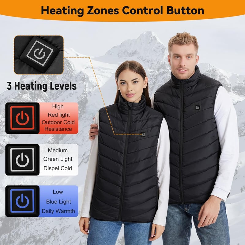 Beheizte Weste für Herren und Damen mit 9 Heizzonen, unisex, USB wiederaufladbar