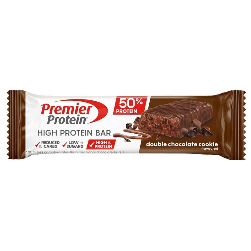 High Protein Riegel - Double Chocolate Cookie - 16x40g - Low Carb, palmölfrei