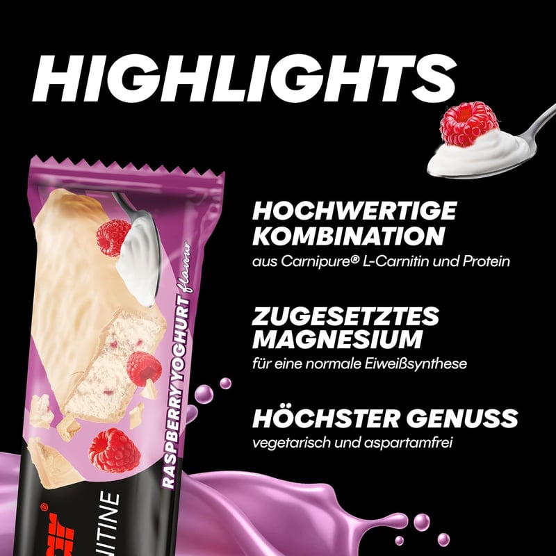 Protein Riegel mit L-Carnitin und Raspberry Yoghurt – 30x35g