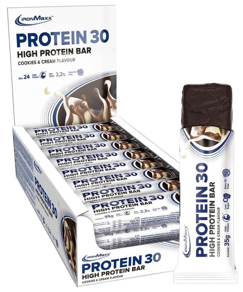 IronMaxx Proteinriegel Cookies & Cream, 24 x 35g, glutenfrei, palmölfrei