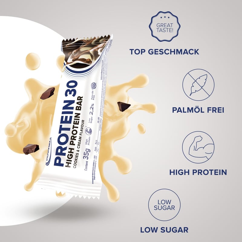 IronMaxx Proteinriegel Cookies & Cream, 24 x 35g, glutenfrei, palmölfrei