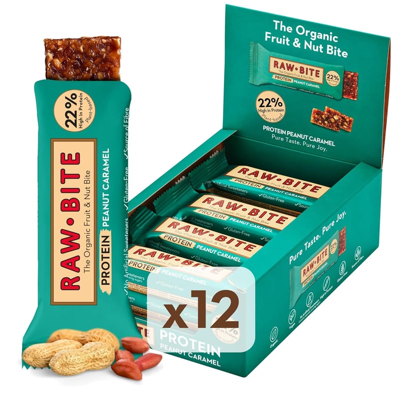 RAWBITE Proteinriegel Box mit 22g Eiweiß, vegan & glutenfrei, 12x45g