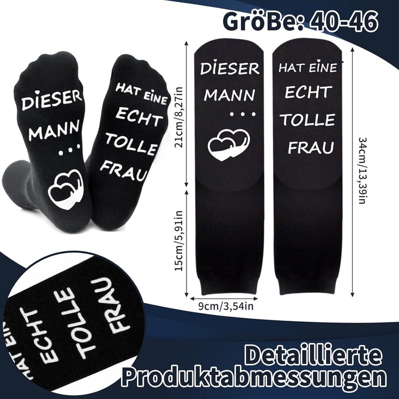 Lustige Socken mit Spruch für Paare – Geschenke zum Hochzeitstag und Valentinstag