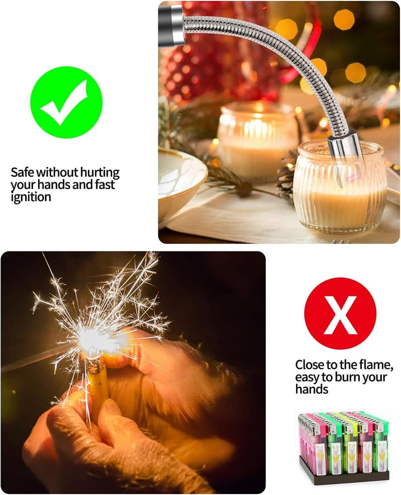 VEHHE 2er Set USB Aufladbares Stabfeuerzeug mit LED-Display, flexibel für Küche und Grill