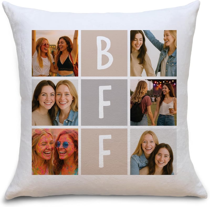 Personalisiertes Foto-Kissen mit 6 Fotos für beste Freunde, 40x40 cm