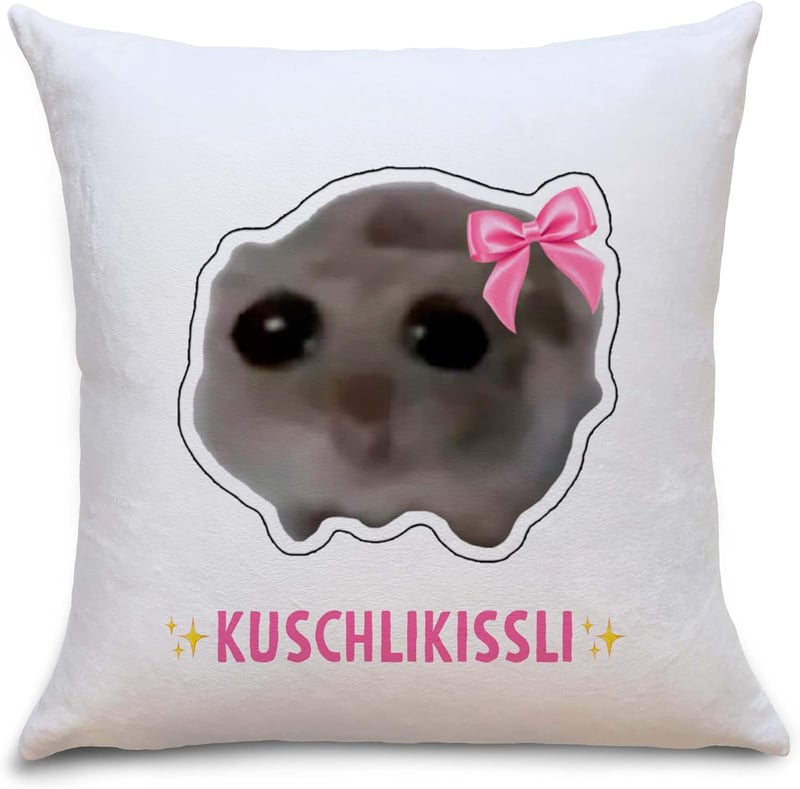 Lustiges Hamster Meme Kissen 40x40 für Frauen und beste Freundinnen