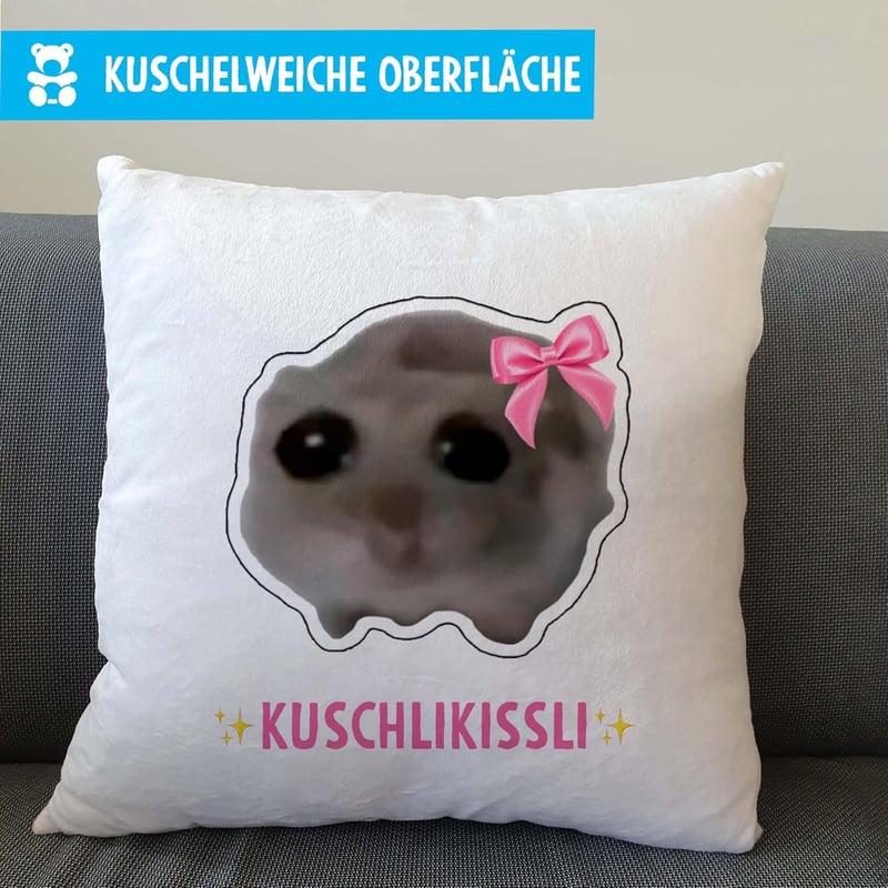 Lustiges Hamster Meme Kissen 40x40 für Frauen und beste Freundinnen