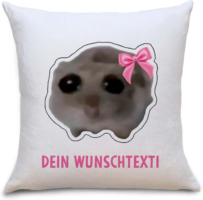 Lustiges Hamster Kissen 40x40 mit Wunschtext – Geschenk für Frauen