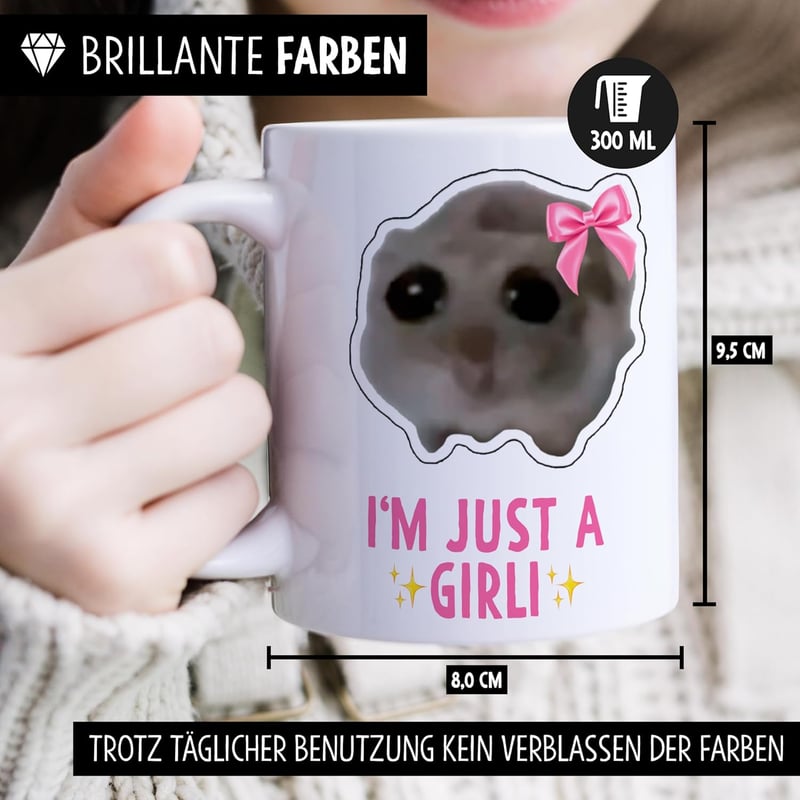 Lustige Hamster-Tasse für Frauen – Keramik 300 ml, mit Spruch