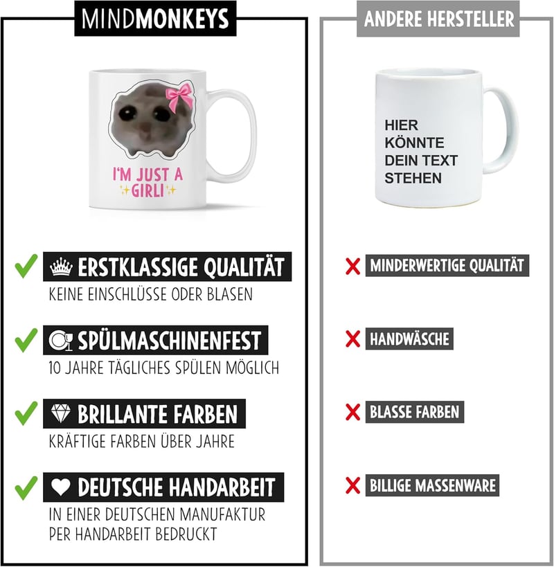 Lustige Hamster-Tasse für Frauen – Keramik 300 ml, mit Spruch