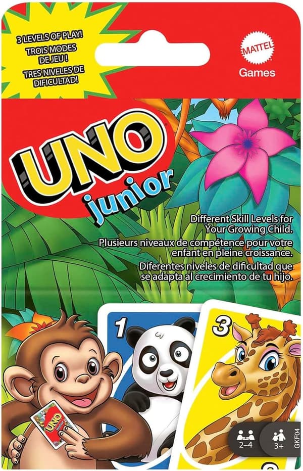 Uno Junior - Vereinfachtes Kartenspiel mit Zootieren für Kinder ab 3 Jahren