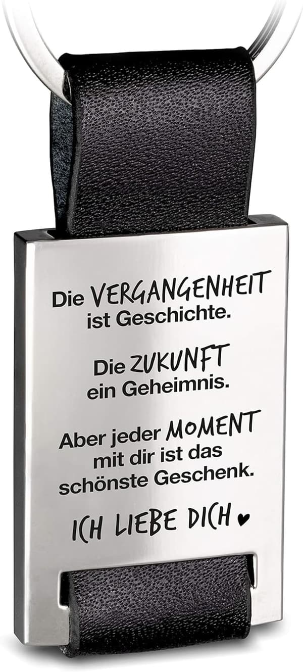 Gravierter Leder Schlüsselanhänger „Ich liebe dich“ für Partner