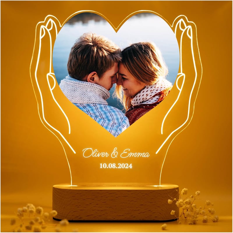 Personalisierter LED Bilderrahmen als Valentinstagsgeschenk für Paare