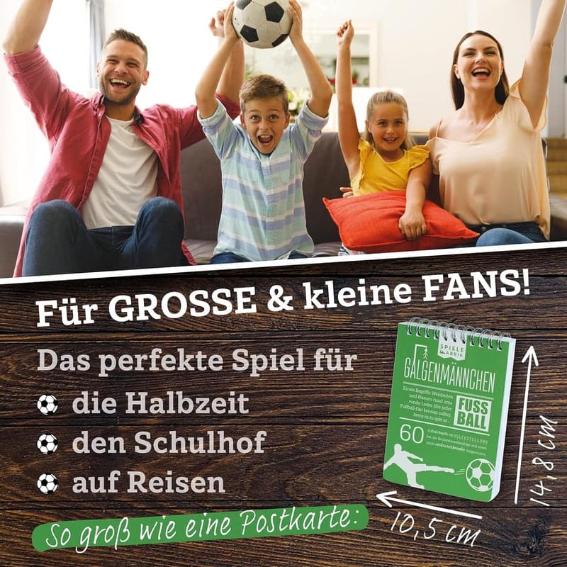 Fußballgeschenk: Galgenmännchen für Fans – Spiel im A6-Format