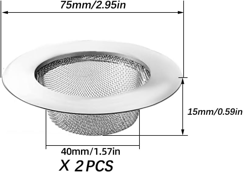 Edelstahl Abflusssieb 7,5 cm für Dusche und Küche (2 Stück)