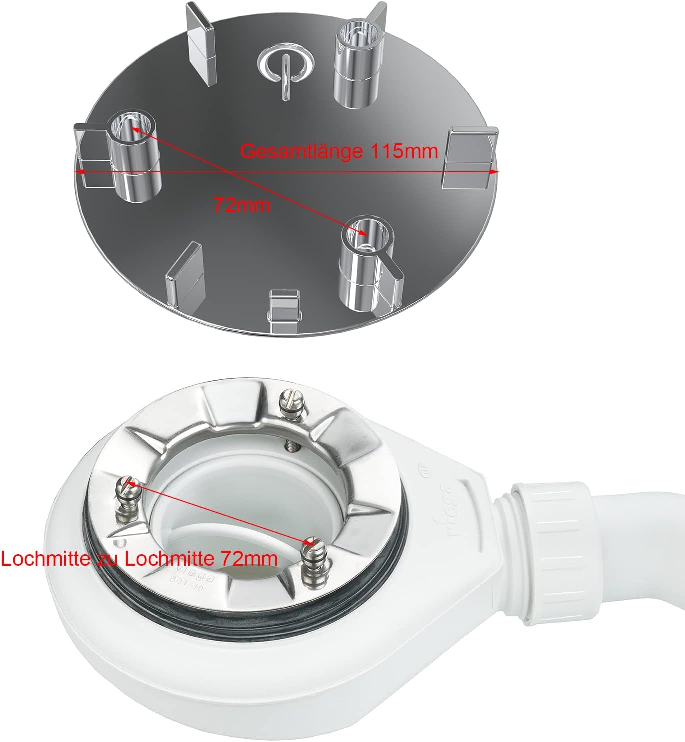 Chrom Duschabflussabdeckung 115 mm für Modell 6964