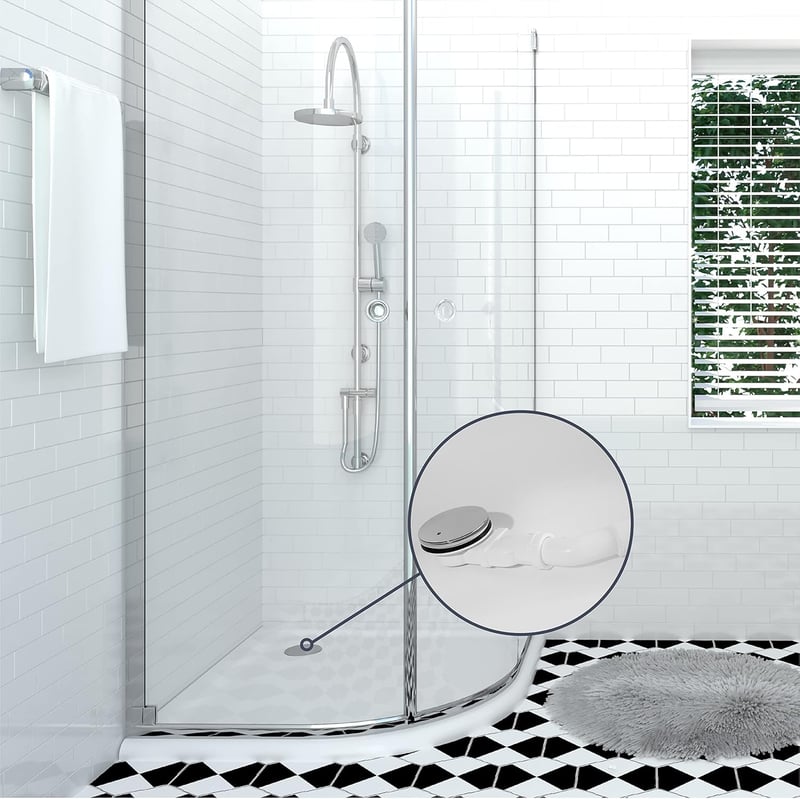Extraflache Duschablaufgarnitur 90mm mit Siphon und Haarsieb