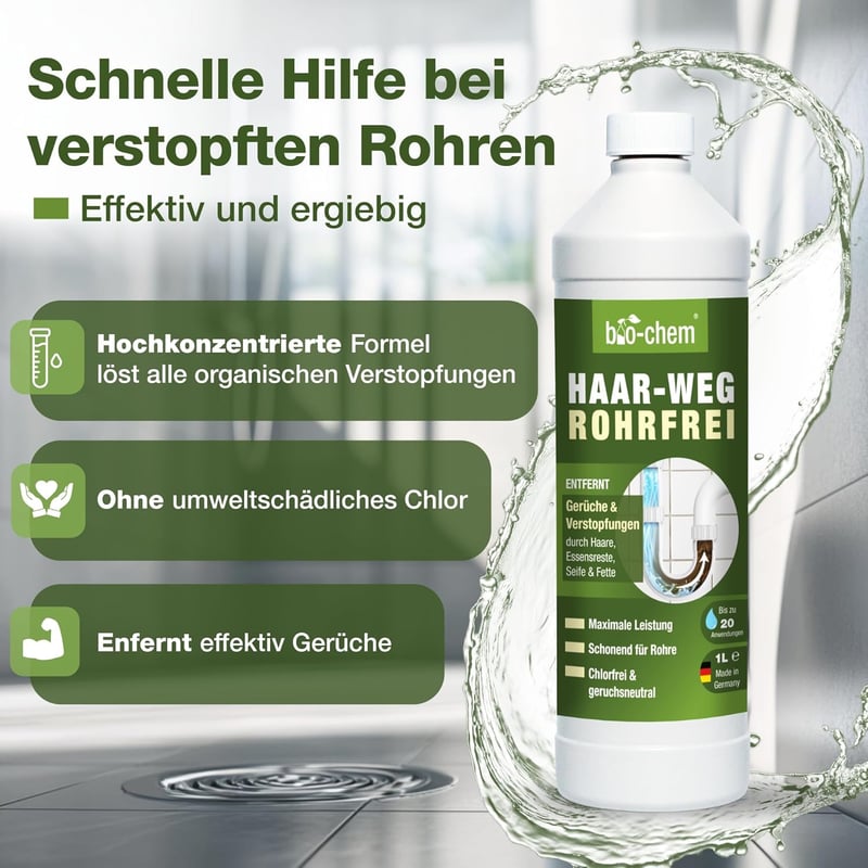 EXTRA STARKER Abflussreiniger – 1000 ML – bis zu 20 Anwendungen