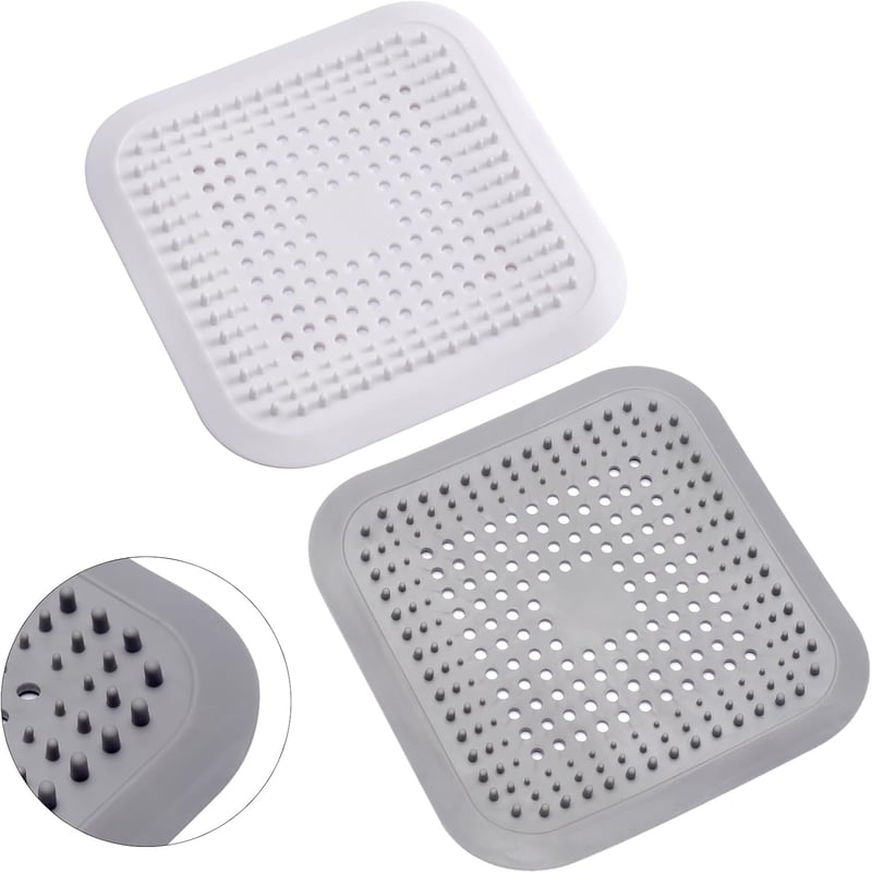 2er Set Silikon Abflusssiebe mit Saugnapf für Dusche und Waschbecken