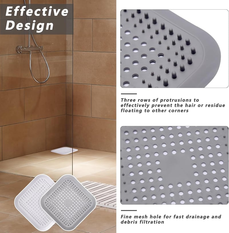 2er Set Silikon Abflusssiebe mit Saugnapf für Dusche und Waschbecken