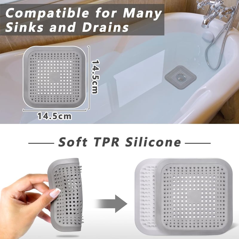 2er Set Silikon Abflusssiebe mit Saugnapf für Dusche und Waschbecken