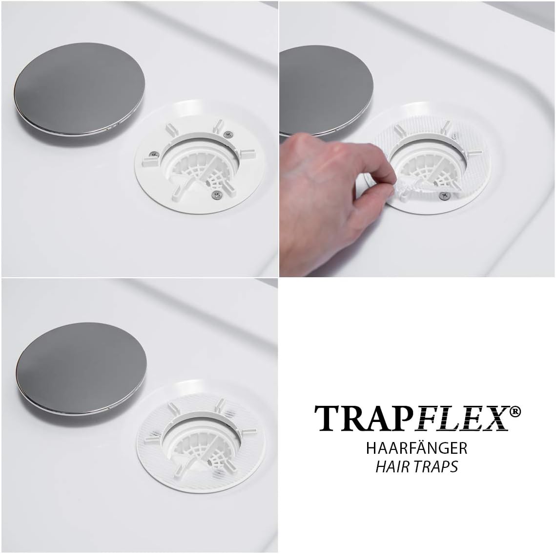 Trapflex Haarfänger Set (10 Stück) | Haarsieb für Duschabläufe | 11 cm Durchmesser