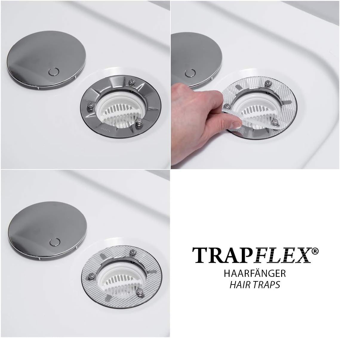 Trapflex Haarfänger Set (10 Stück) | Haarsieb für Duschabläufe | 11 cm Durchmesser