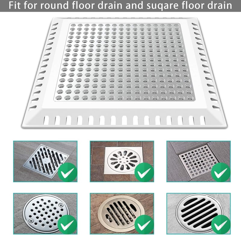 Quadratische Abflussabdeckung für Dusche, Zink Silber (10,15 cm)