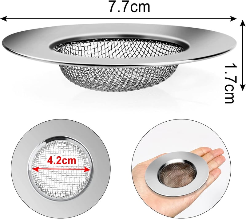 Edelstahl Haarsieb für Dusche und Badewanne, 2er Set (7,7 cm)